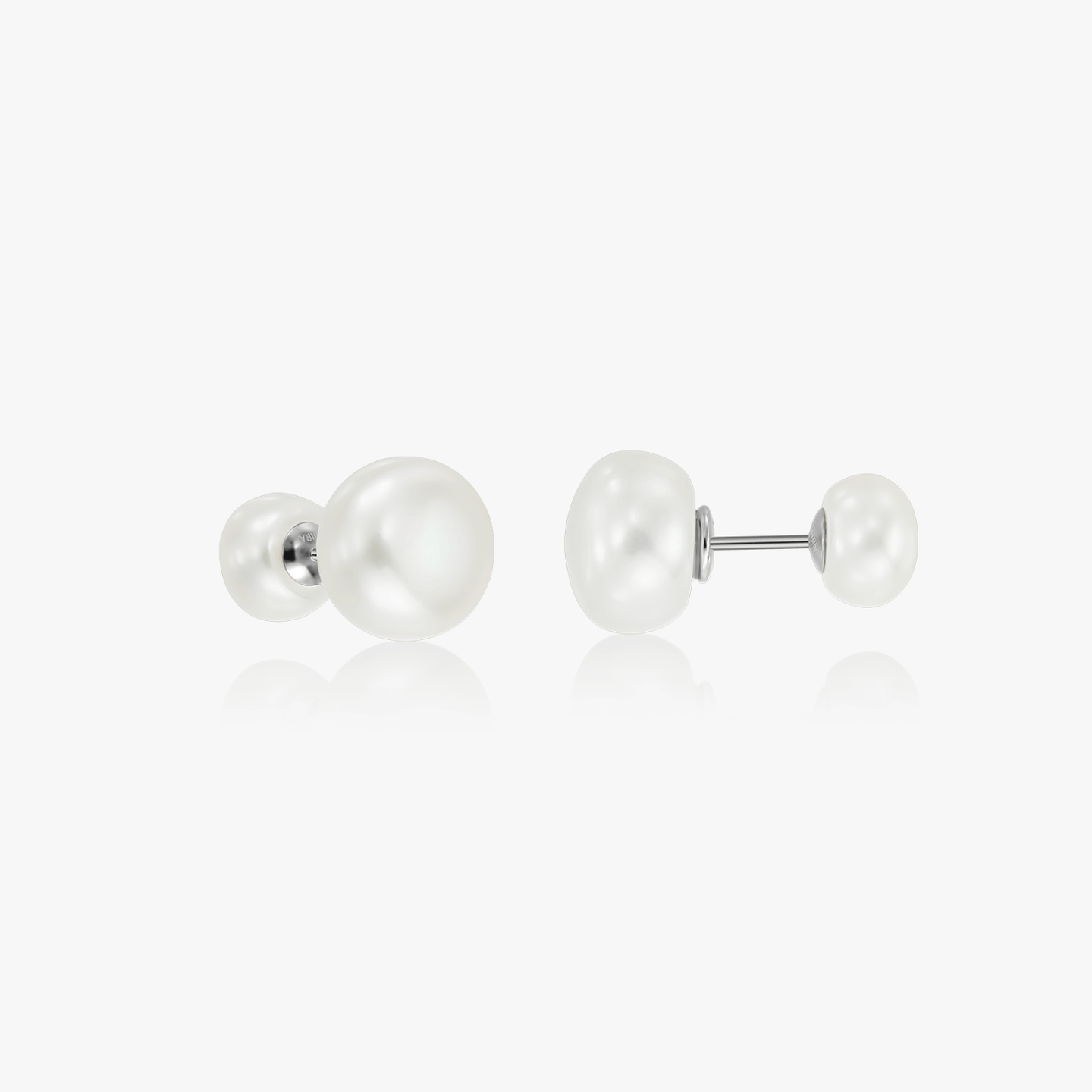 Orecchini in argento Double Pearl Studs - Perle Naturali - Indira