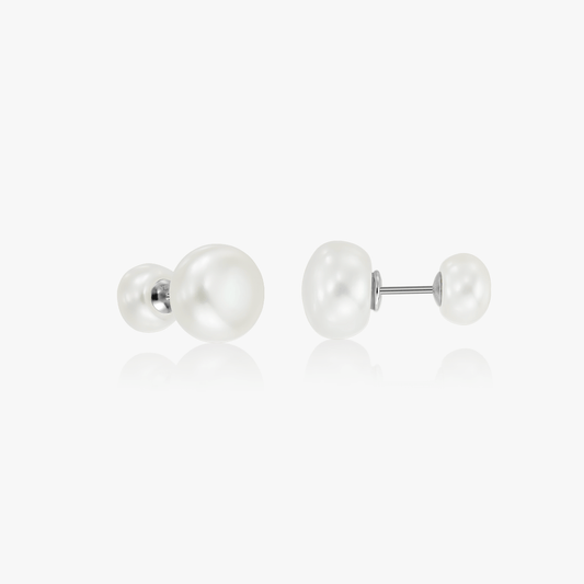 Orecchini in argento Double Pearl Studs - Perle Naturali - Indira