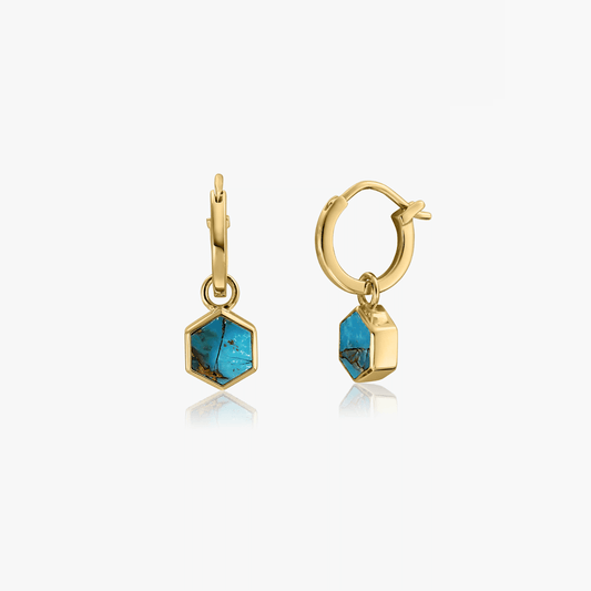 Orecchini in argento Golden Charlotte - Blu Turchese Rame - Indira