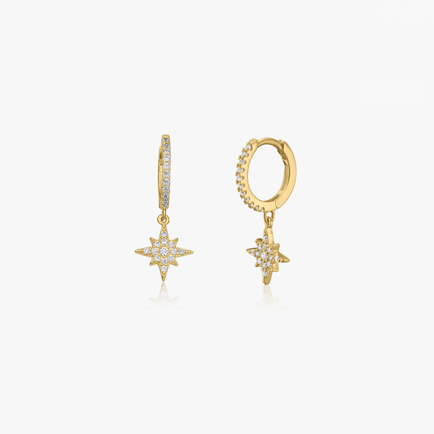 Orecchini in argento Golden North Star - Zirconia - Indira