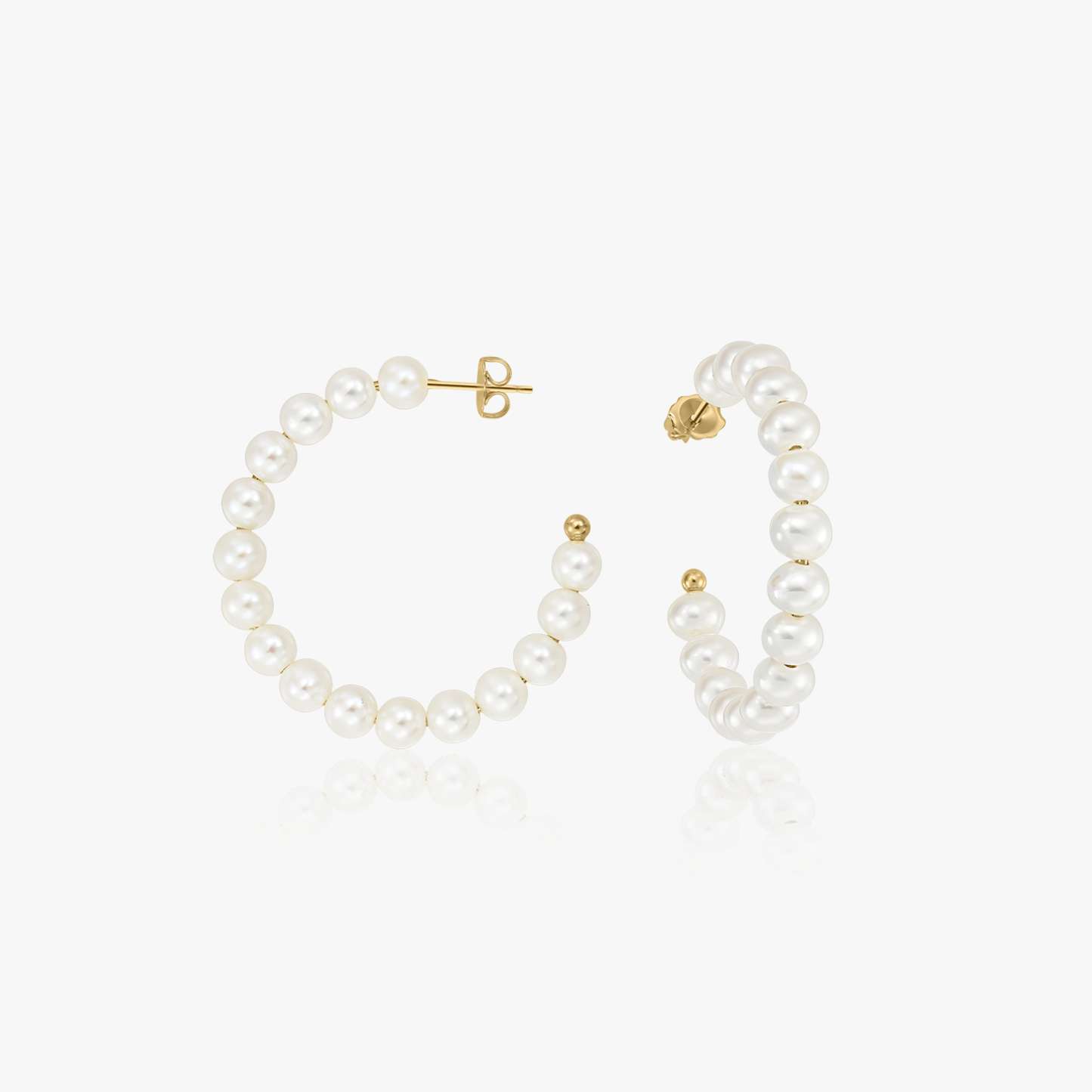 Orecchini in argento Golden Pearl Hoops - Perle naturali - Indira