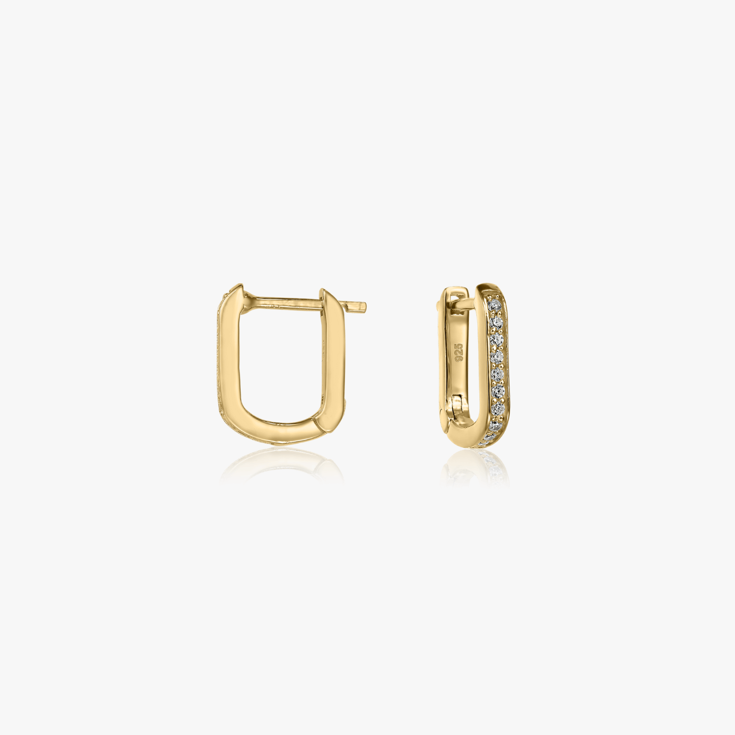 Orecchini in argento Golden U Hoops - Zirconi - Indira