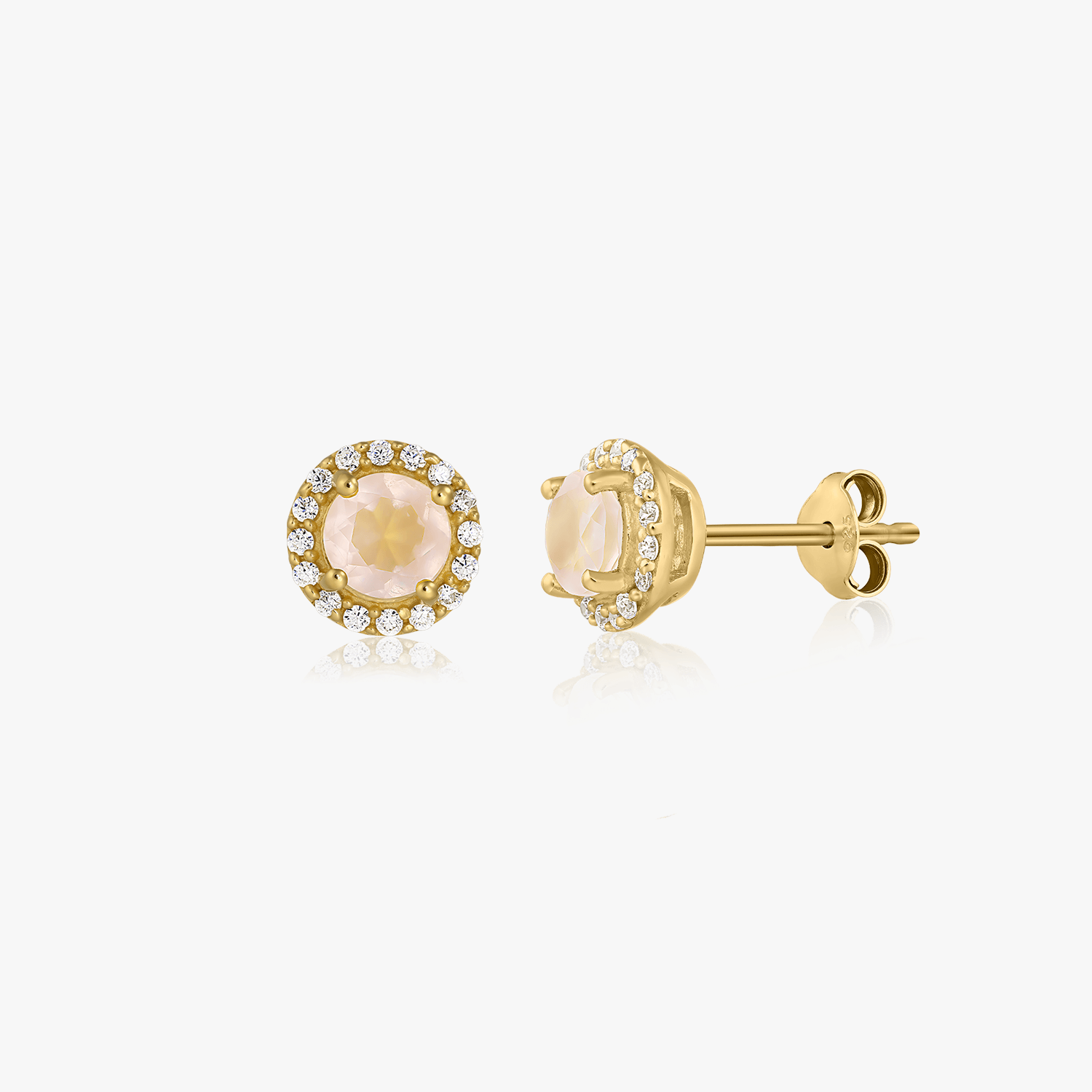 Orecchini in argento Keira Golden - Quarzo rosa - Indira