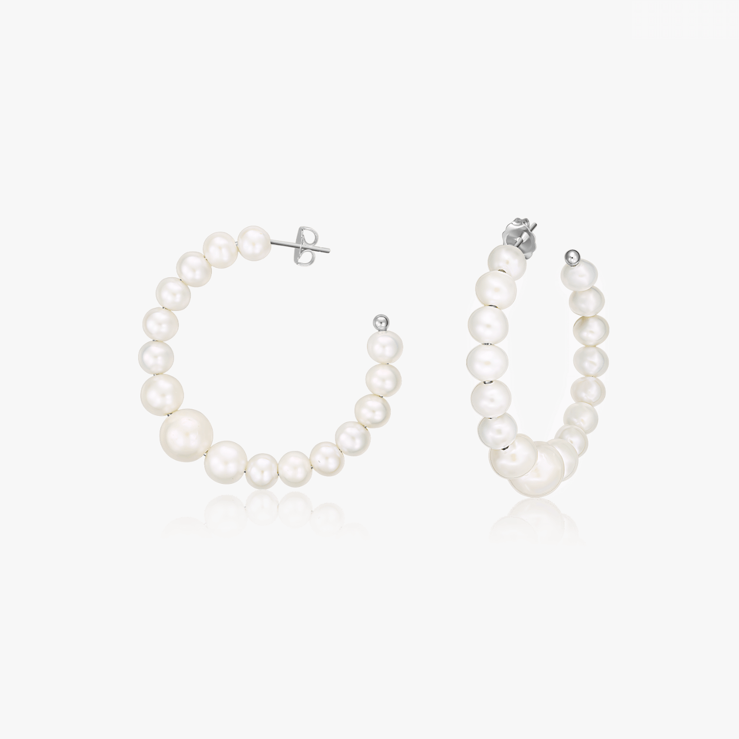 Orecchini in argento Pearl Hoops - Perle naturali - Indira