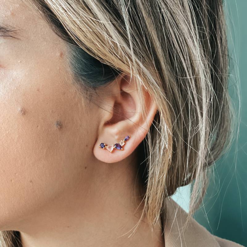 Orecchini in argento Valery Golden - Ametista, Calcedonio - Indira