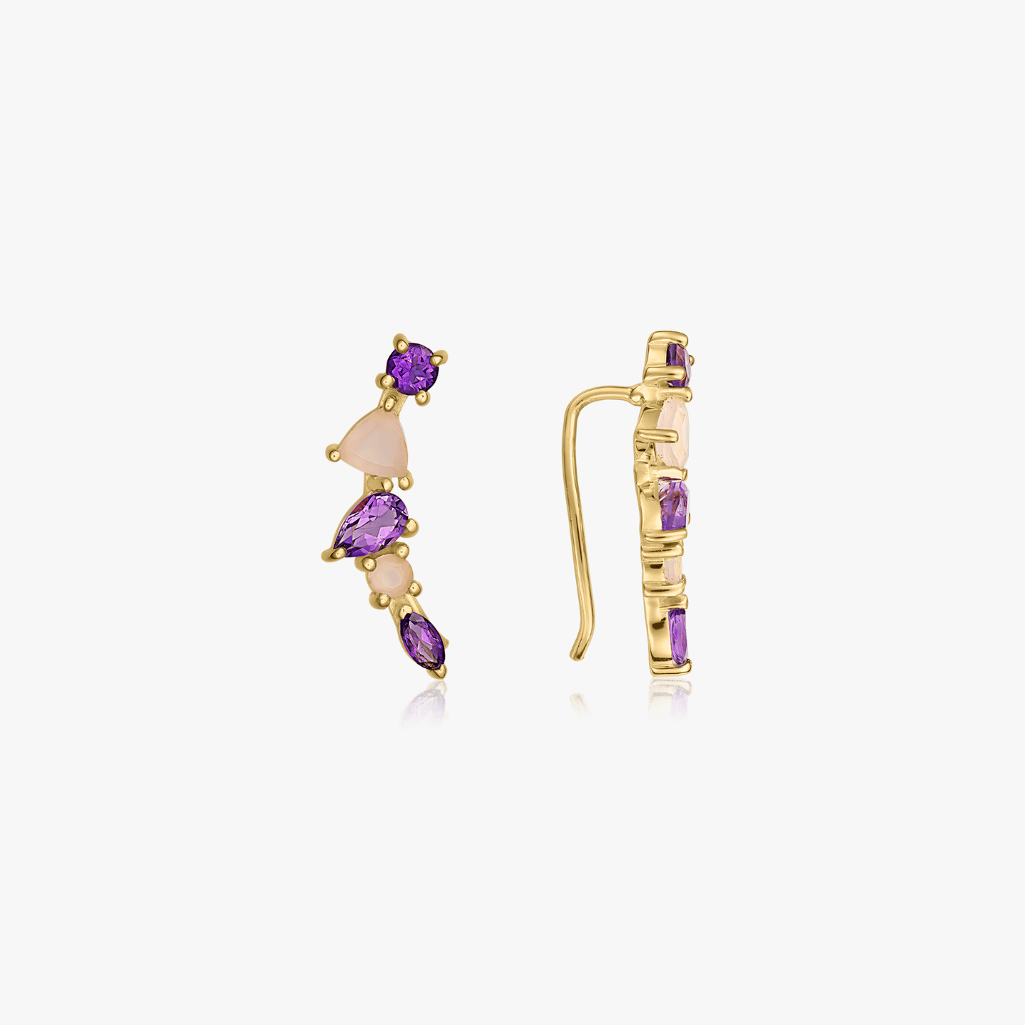 Orecchini in argento Valery Golden - Ametista, Calcedonia - Indira