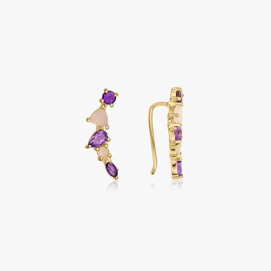 Orecchini in argento Valery Golden - Ametista, Calcedonia - Indira