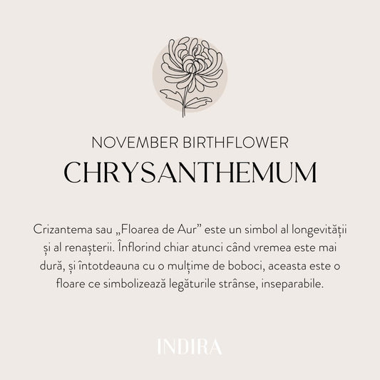 Bracciale con cordino in oro bianco Birth Flower - Chrysanthemum di novembre - Indira