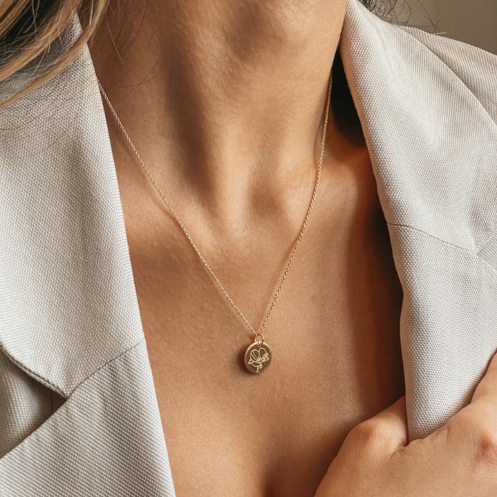 Collana in argento Birth Flower Golden - August Poppy - Indira