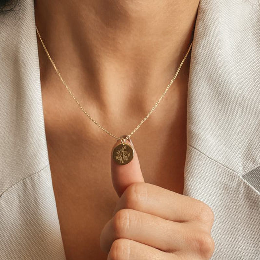 Collana in argento Birth Flower Golden - Settembre Aster - Indira