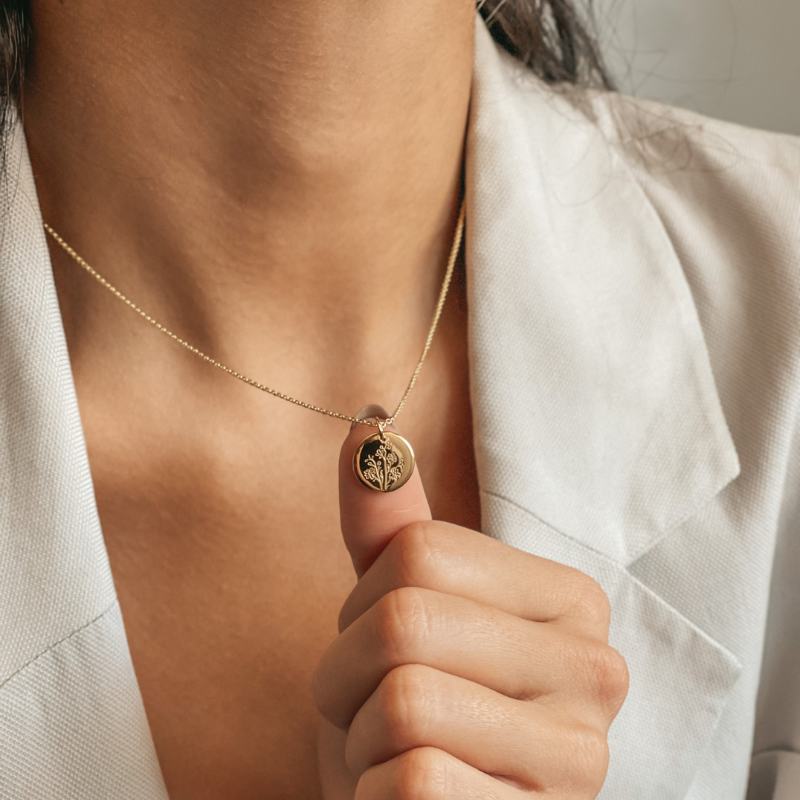Collana in argento Birth Flower Golden - Settembre Aster - Indira