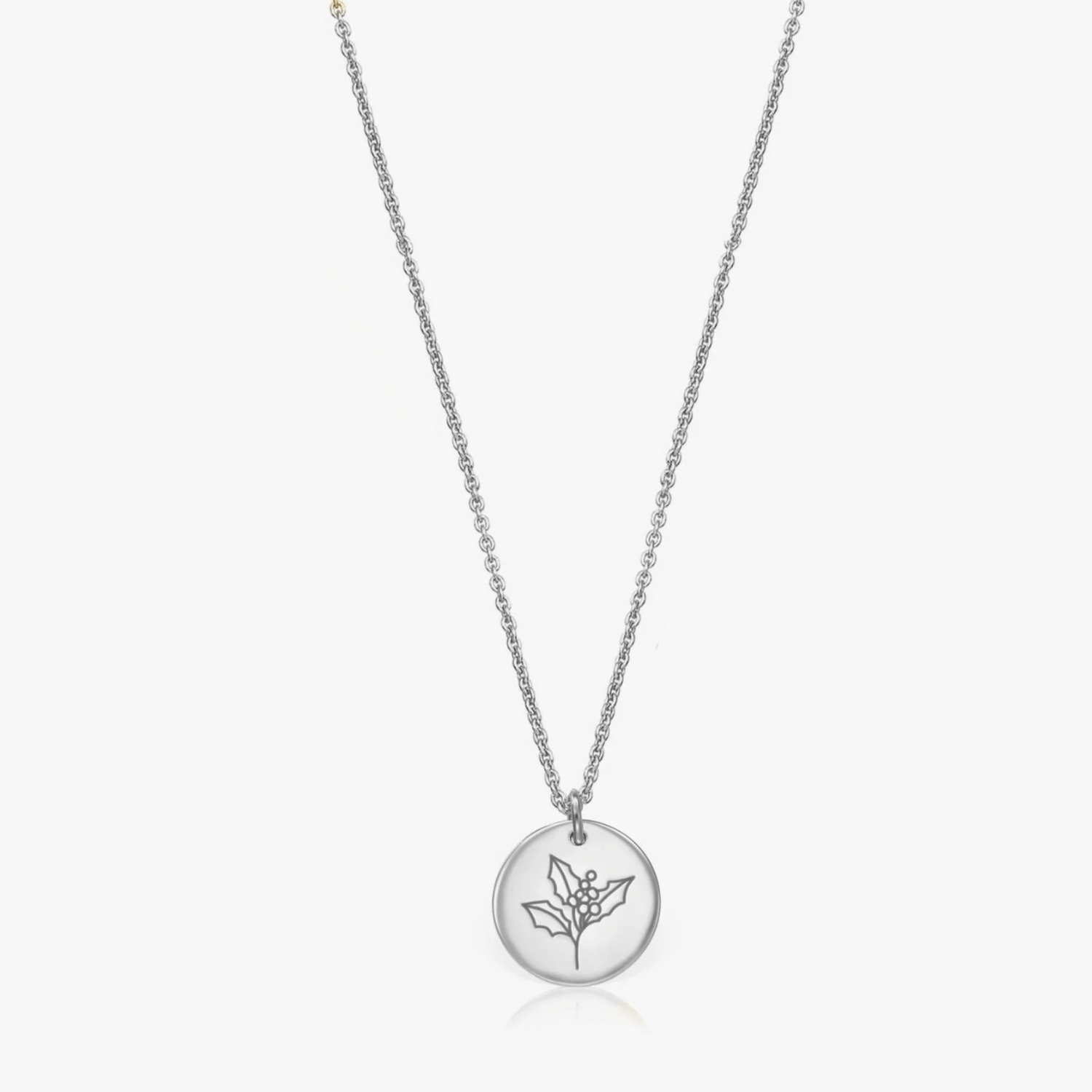 Collana in argento Birth Flower Silver - Dicembre Agrifoglio - Indira