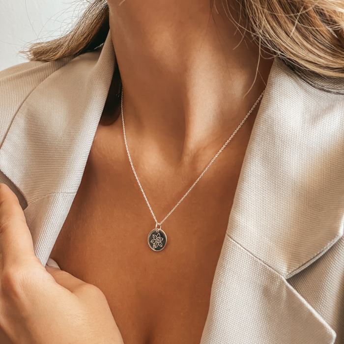 Collana in argento Birth Flower Silver - Marzo Narciso - Indira
