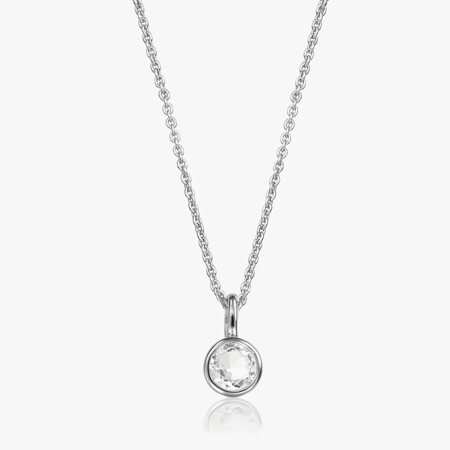 Collana in argento Pietra del Mese Aprile - Topazio Bianco - Indira