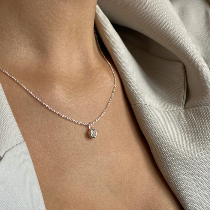 Collana in argento Pietra Natale Dicembre - Topazio Blu - Indira