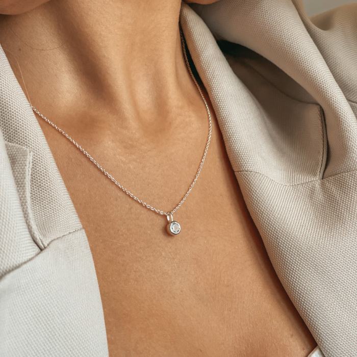 Collana in argento Birthstone December - Topazio Blu - Indira