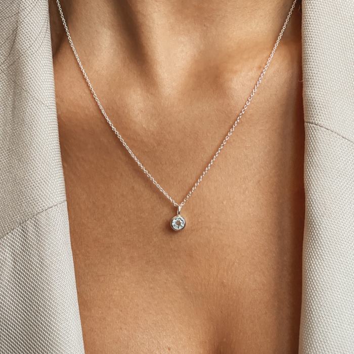 Collana in argento Birthstone December - Topazio Blu - Indira
