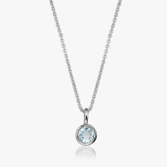 Collana in argento Birthstone Dicembre - Topazio Blu - Indira
