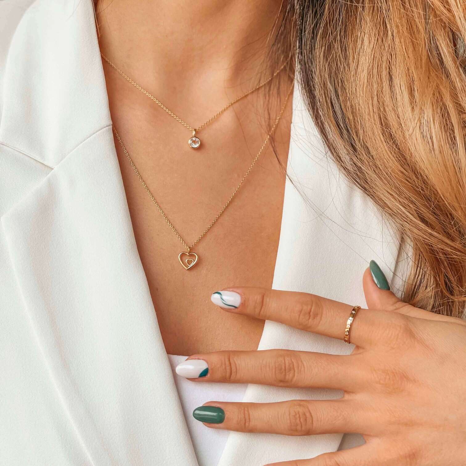 Collana in argento Birthstone Golden April - Topazio Bianco - Indira
