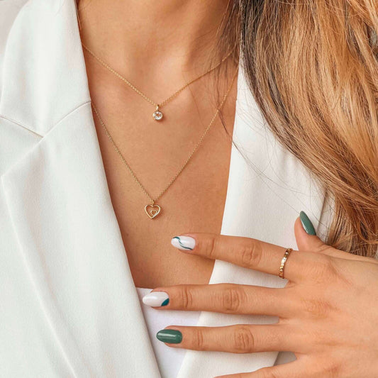 Collana in argento Birthstone Golden April - Topazio Bianco - Indira