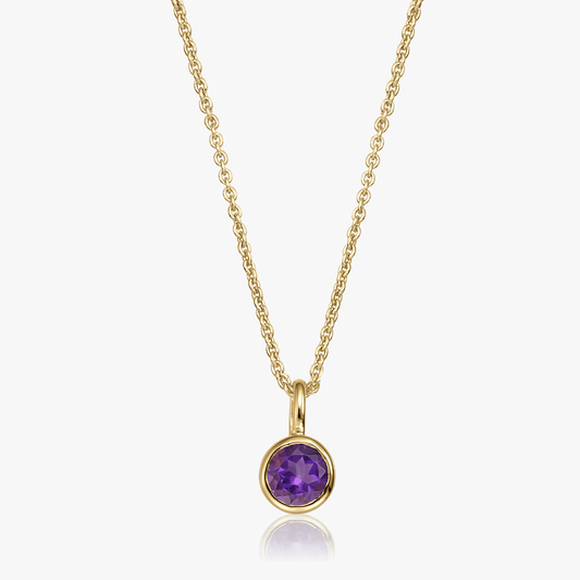 Collana in argento Birthstone Golden February - Ametista - Indira