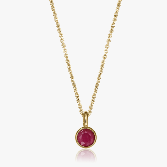 Collana in argento Birthstone Golden July - Rubino - Indira