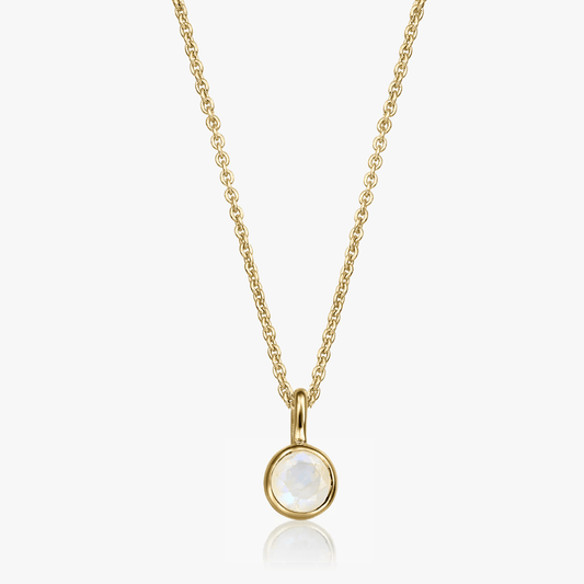 Collana in argento Birthstone Golden June - Pietra di Luna - Indira