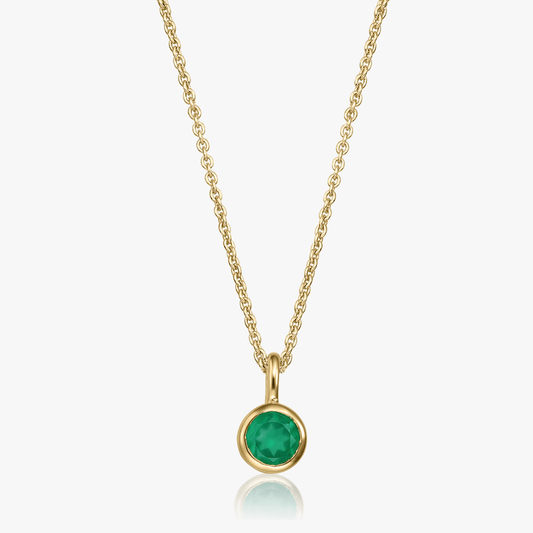 Collana in argento Birthstone Golden May - Onice Verde - Indira