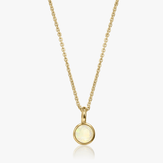Collana in argento Birthstone Golden October - Opale - Indira