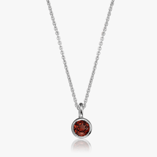 Collana in argento Birthstone gennaio - Granato - Indira