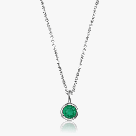 Collana in argento Birthstone Maggio - Onice Verde - Indira