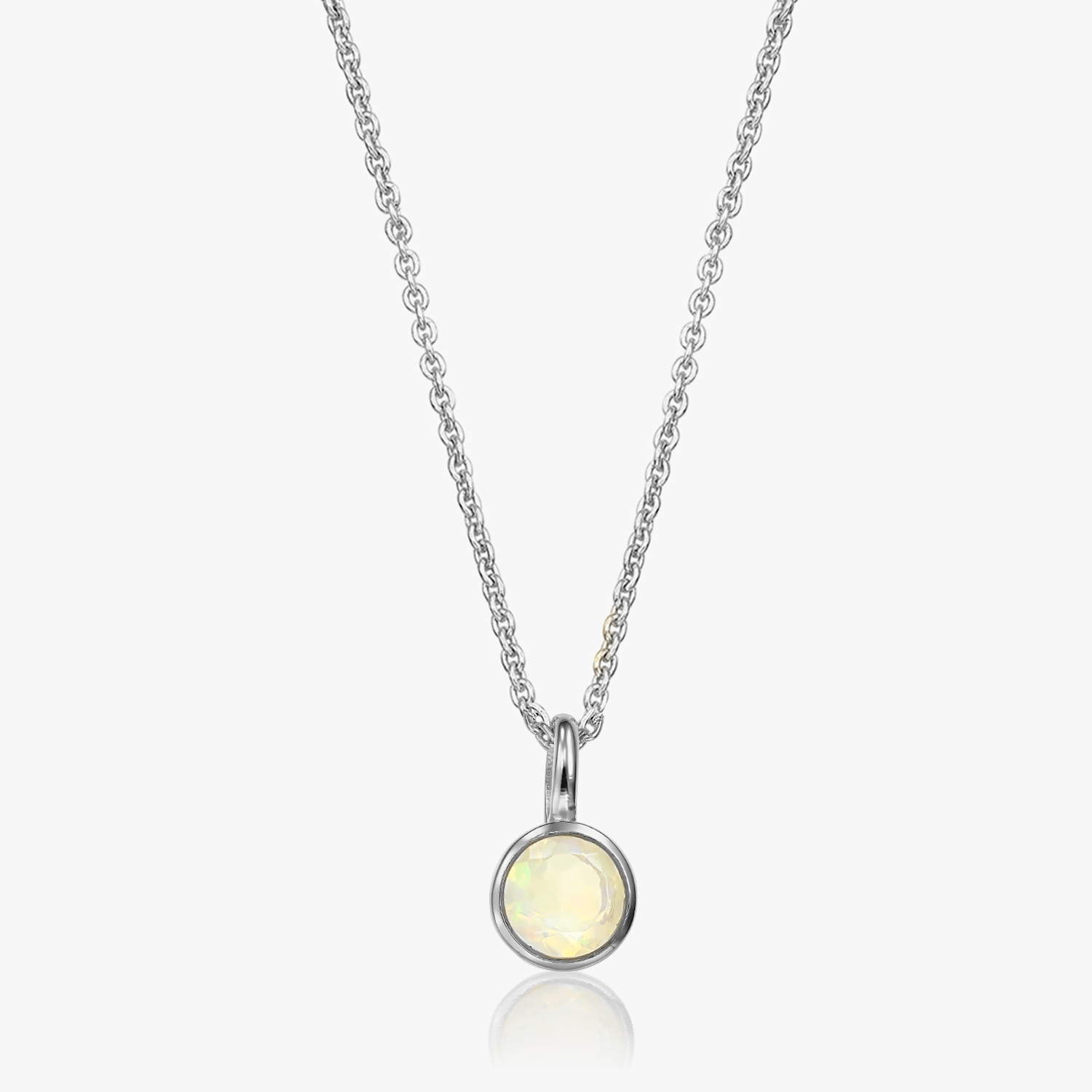 Collana in argento Birthstone Ottobre - Opale - Indira