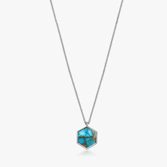 Collana in argento Charlotte - Blu Turchese Rame - Indira