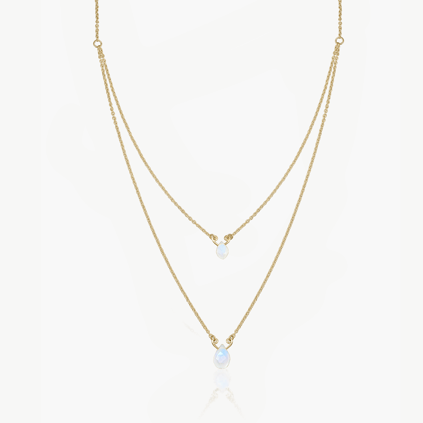 Collana in argento Double Rainbow Golden – Pietra di Luna - Indira