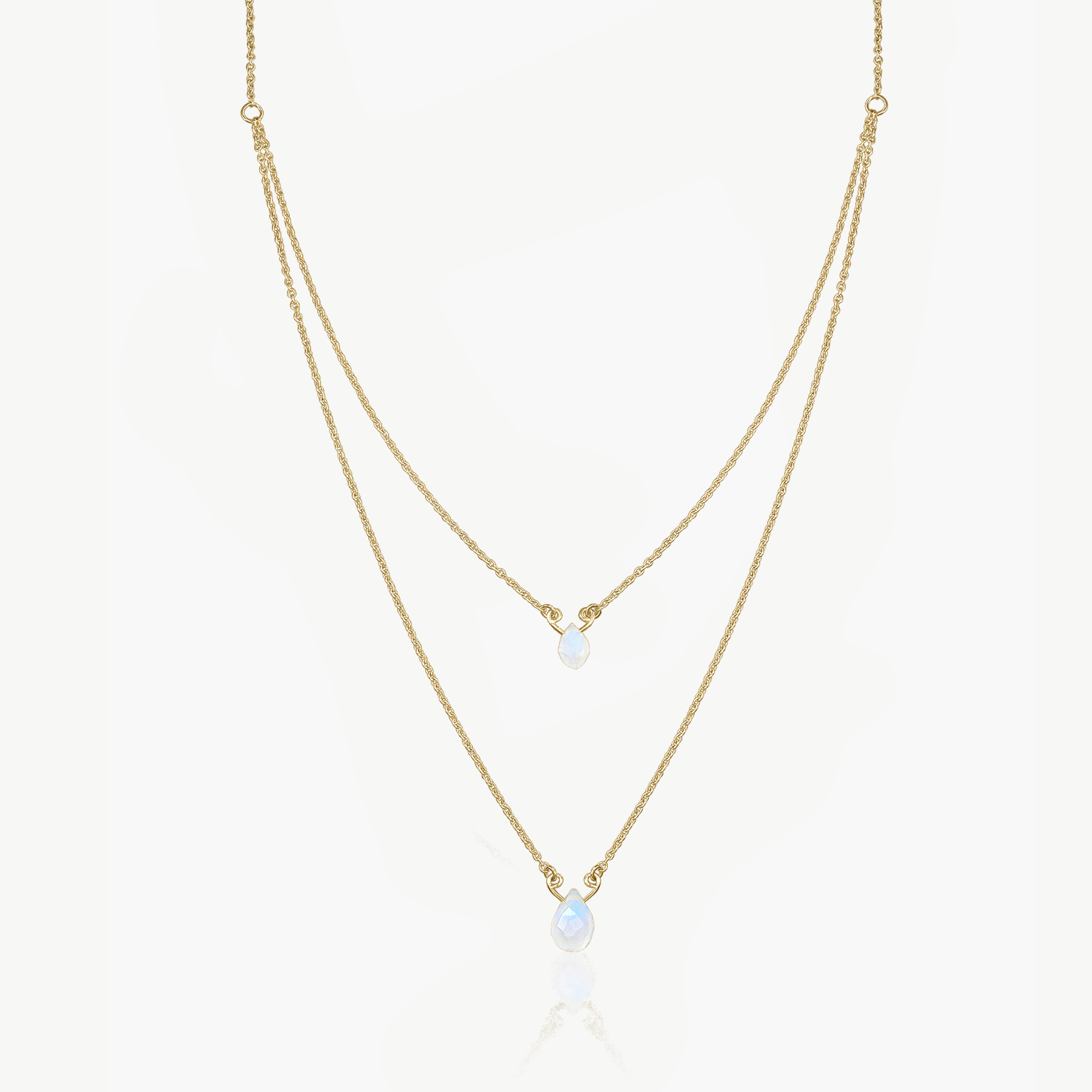 Collana in argento Double Rainbow Golden – Pietra di Luna - Indira