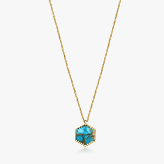 Collana in argento Golden Charlotte - Turchese Blue Copper - Indira
