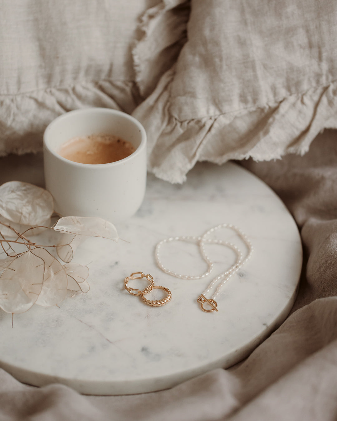Collana in argento Locked Golden - Perle Naturali - Indira