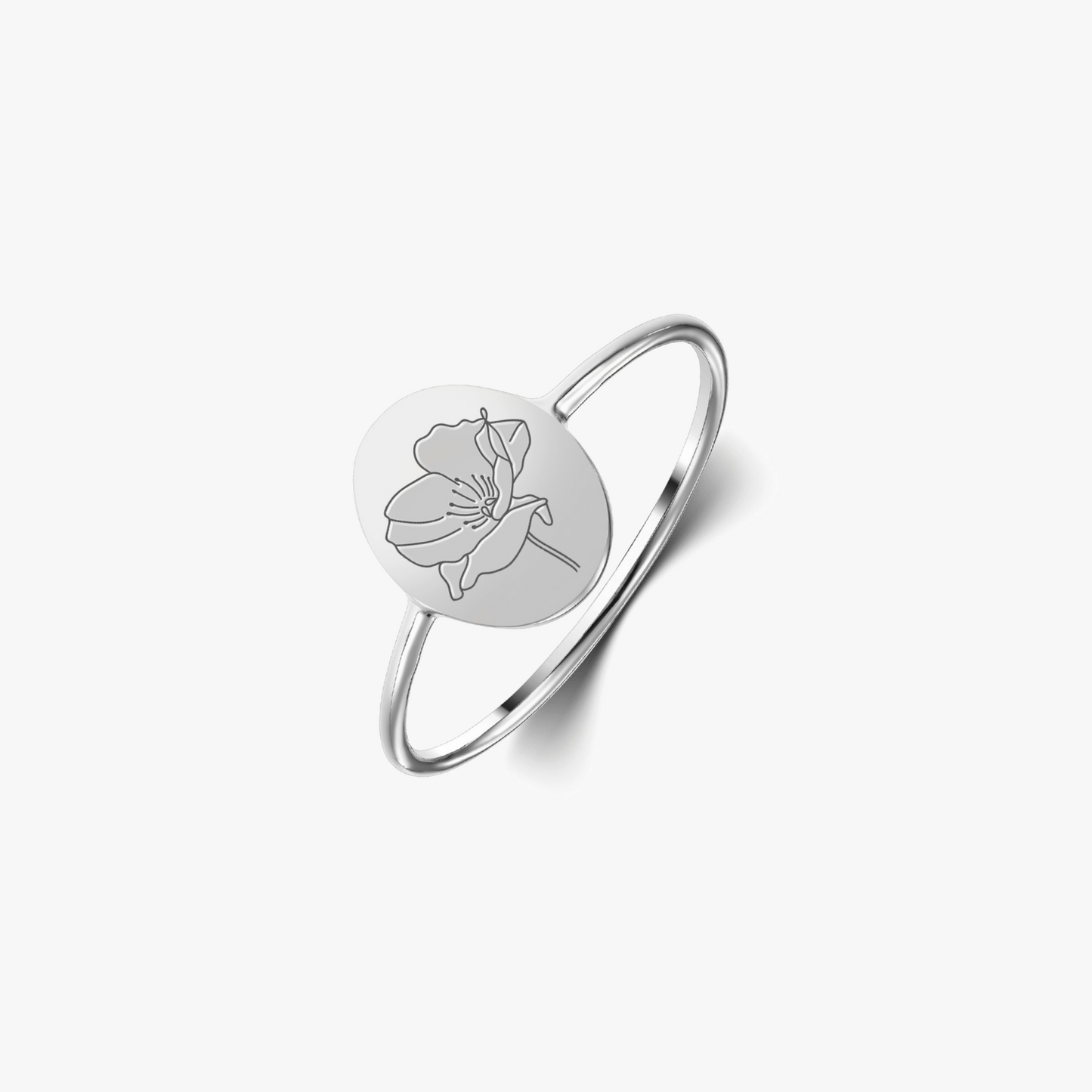 Anello in argento Birth Flower - Agosto Poppy - Indira