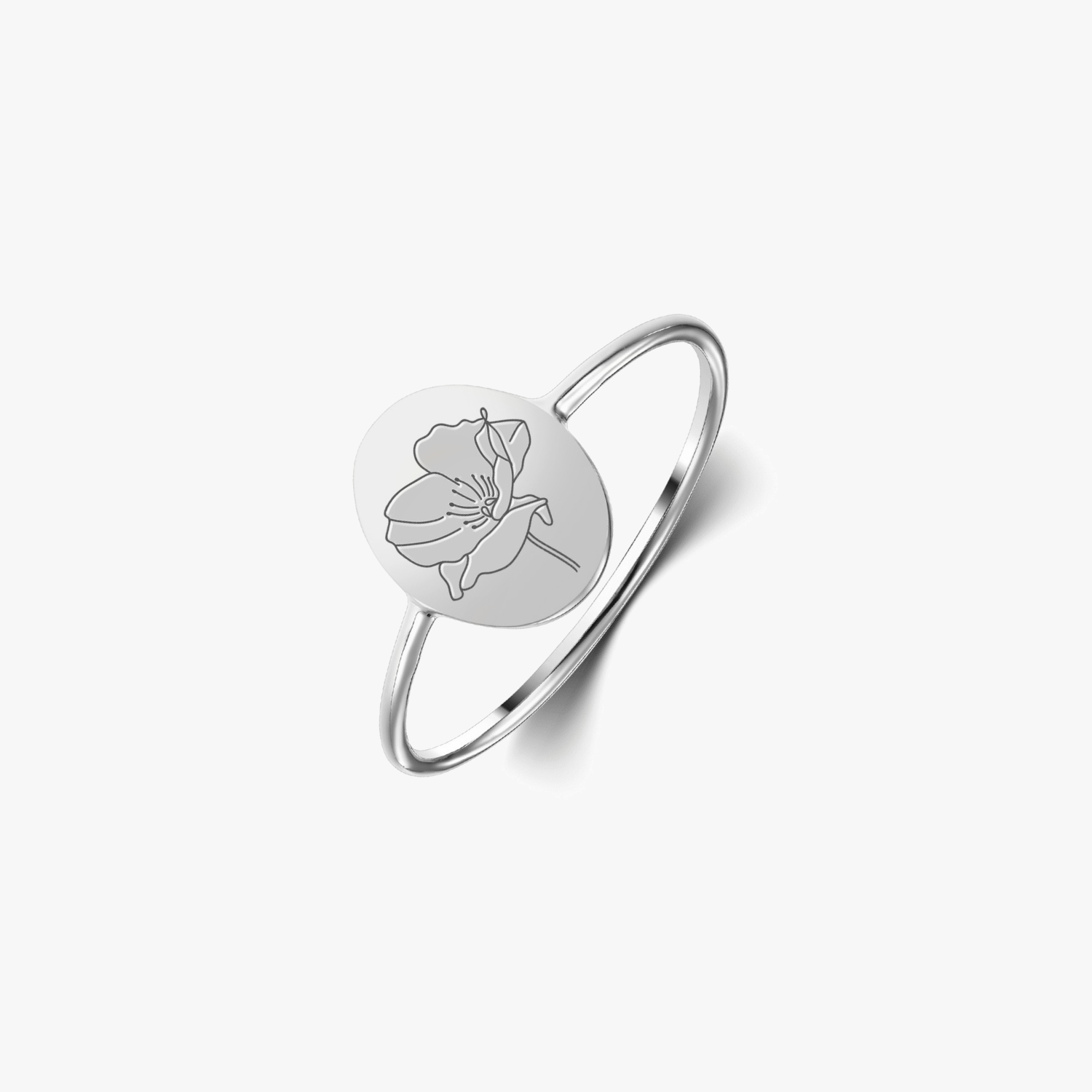 Anello in argento Birth Flower - Agosto Poppy - Indira