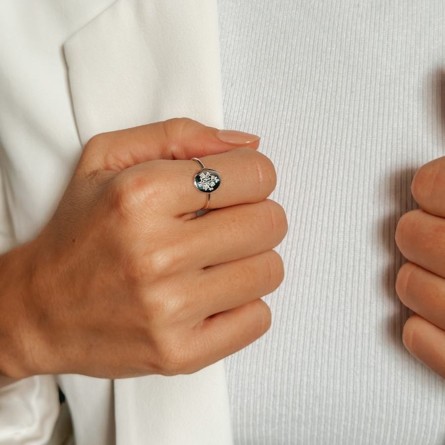 Anello in argento Birth Flower - Settembre Aster - Indira