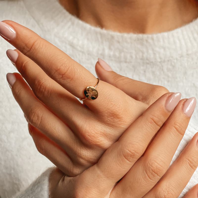 Anello in argento Birth Flower Golden - Febbraio Iris - Indira
