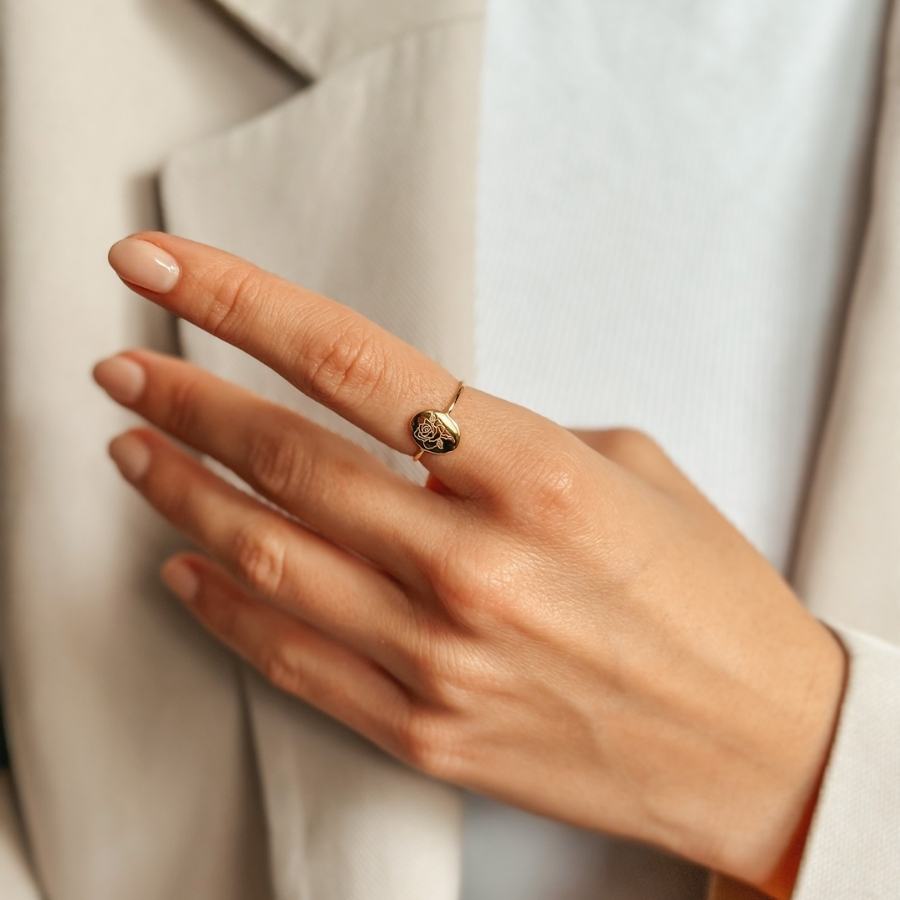 Anello in argento Birth Flower Golden - Rosa di Giugno - Indira