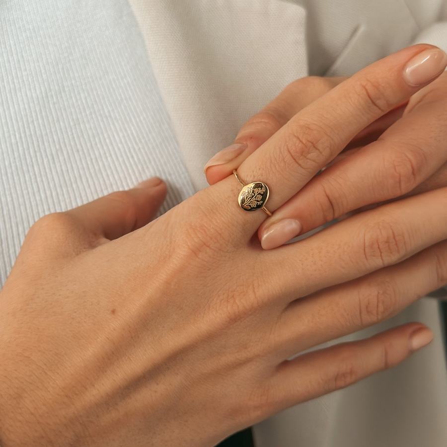 Anello in argento Birth Flower Golden - Settembre Aster - Indira