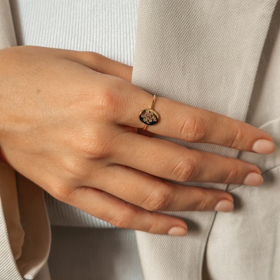 Anello in argento Birth Flower Golden - Settembre Aster - Indira