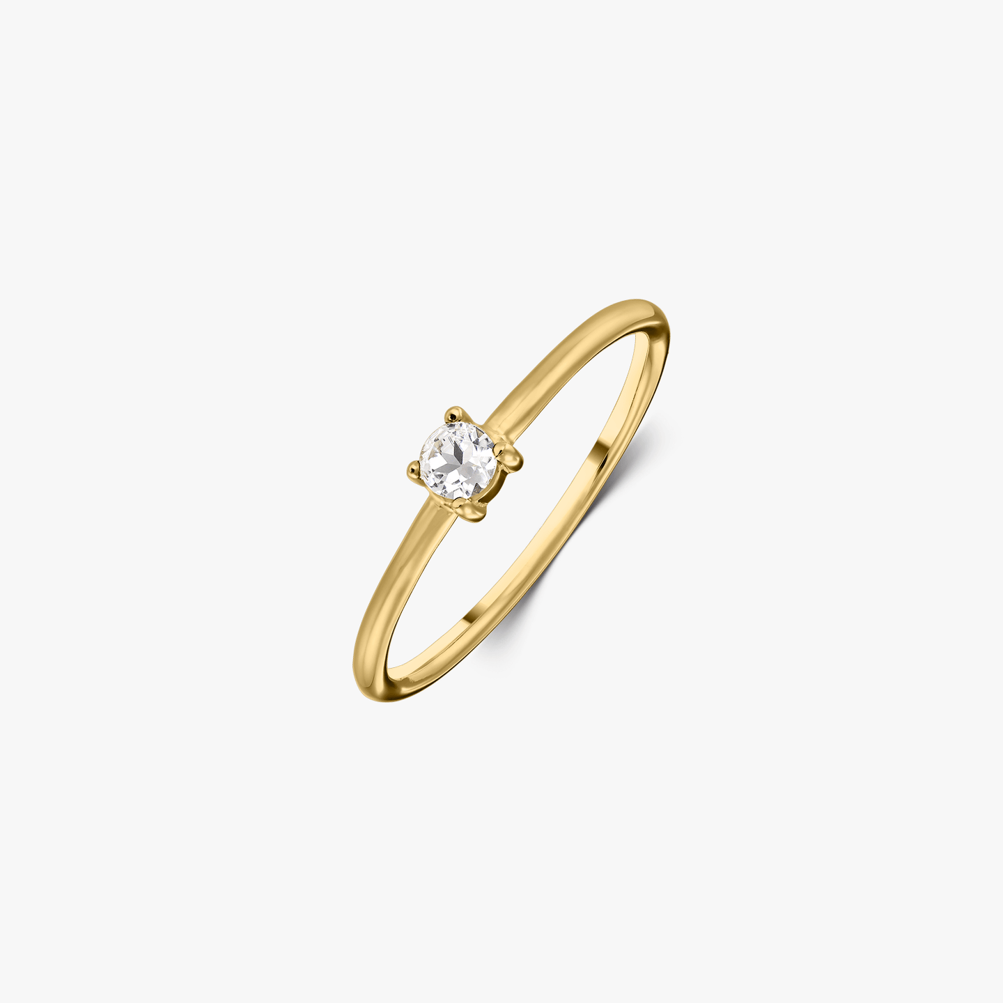 Anello in argento Birthstone Golden April - Topazio Bianco - Indira