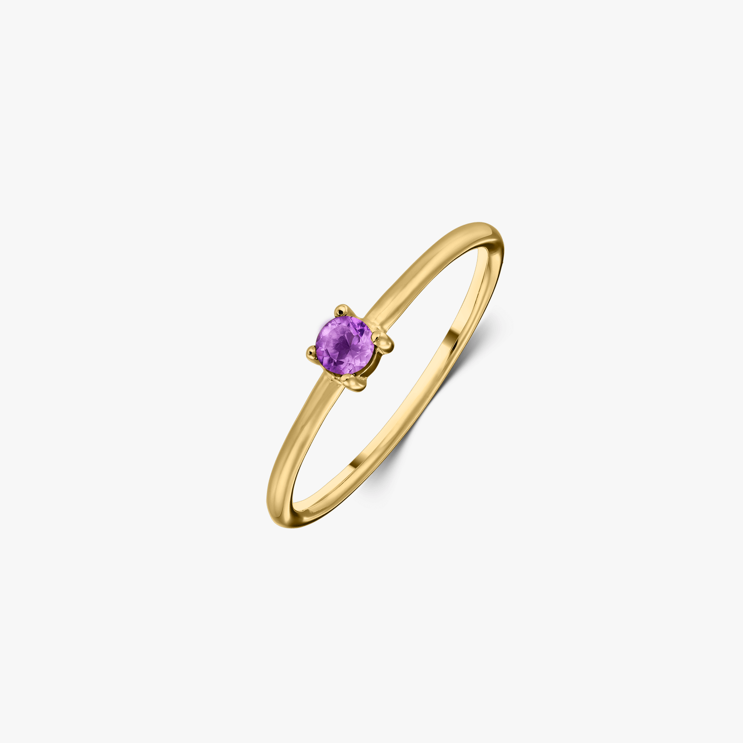 Anello in argento Birthstone Golden February - Ametista - Indira