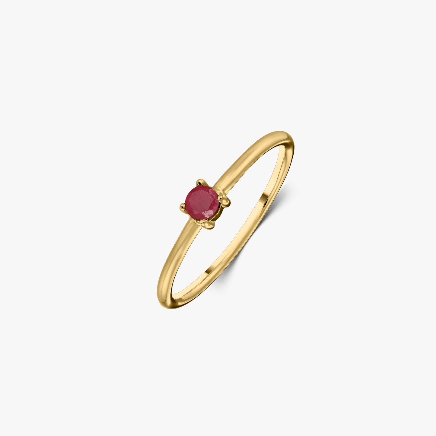 Anello in argento Birthstone Golden Luglio - Rubino - Indira