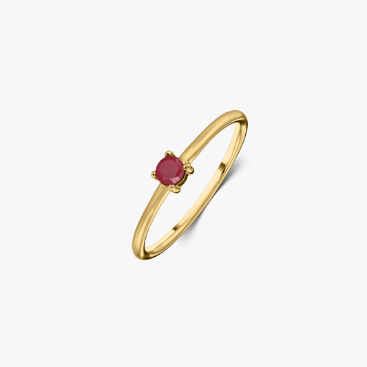 Anello in argento Birthstone Golden Luglio - Rubino - Indira