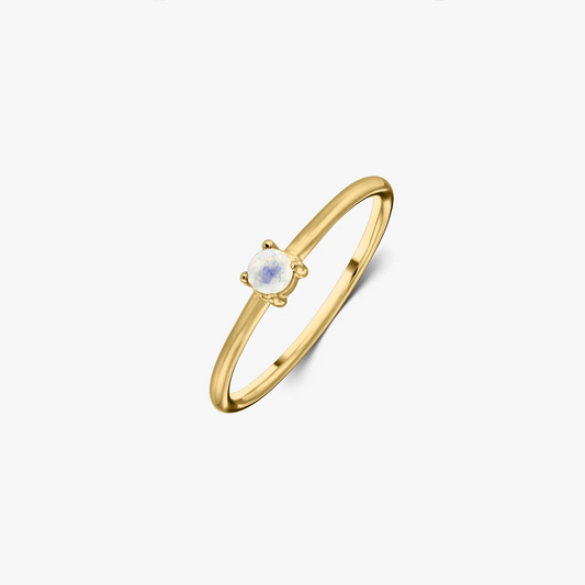 Anello in argento Birthstone Golden June - Pietra di Luna - Indira