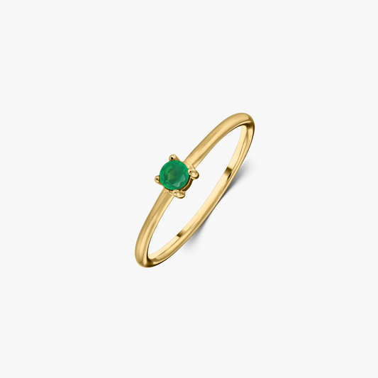 Anello in argento Birthstone Golden May - Onice Verde - Indira